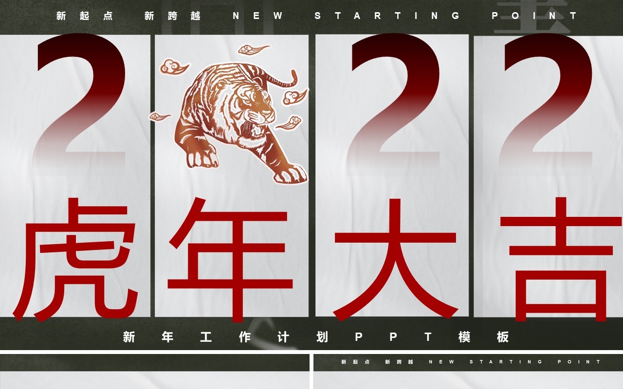 2022简约创意虎年大吉通用PPT模板