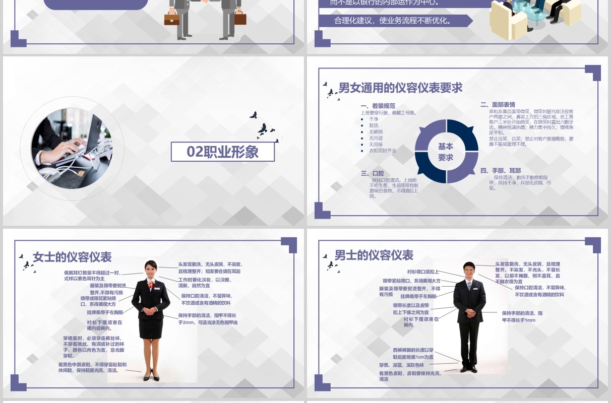 简约银行礼仪培训PPT模板