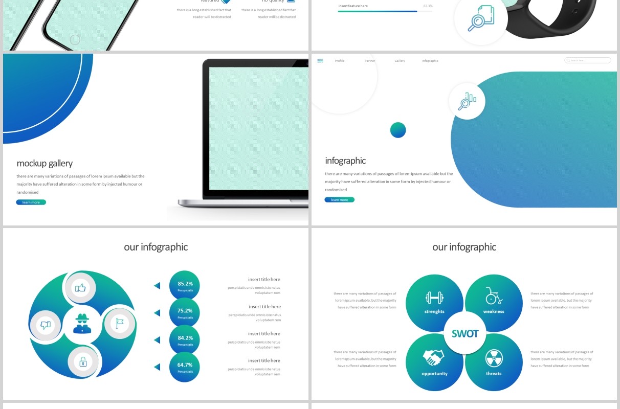 创意圆形公司简介企业宣传PPT模板版式设计Stocks - Powerpoint Template