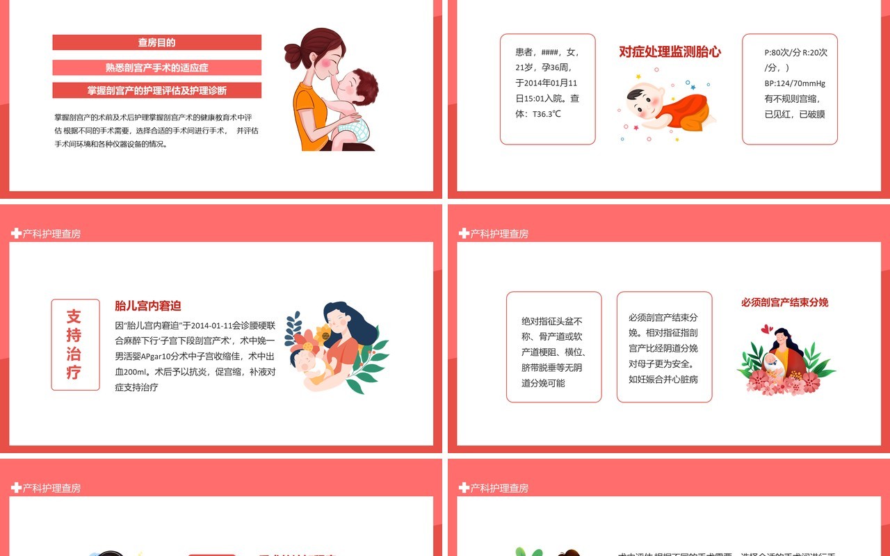 剖宫产术健康教育产科护理查房动态PPT模板