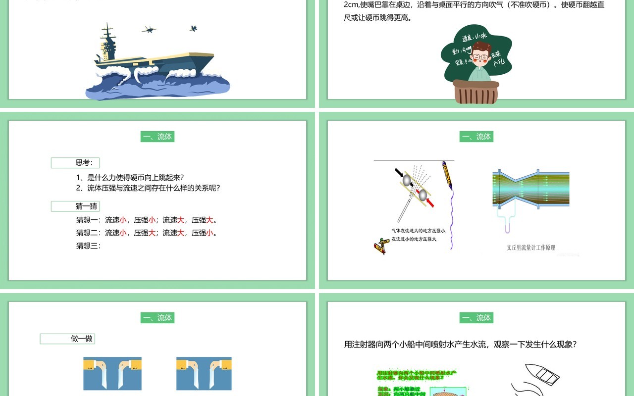 部编版八年级物理下册流体压强与流速的关系课件PPT模板