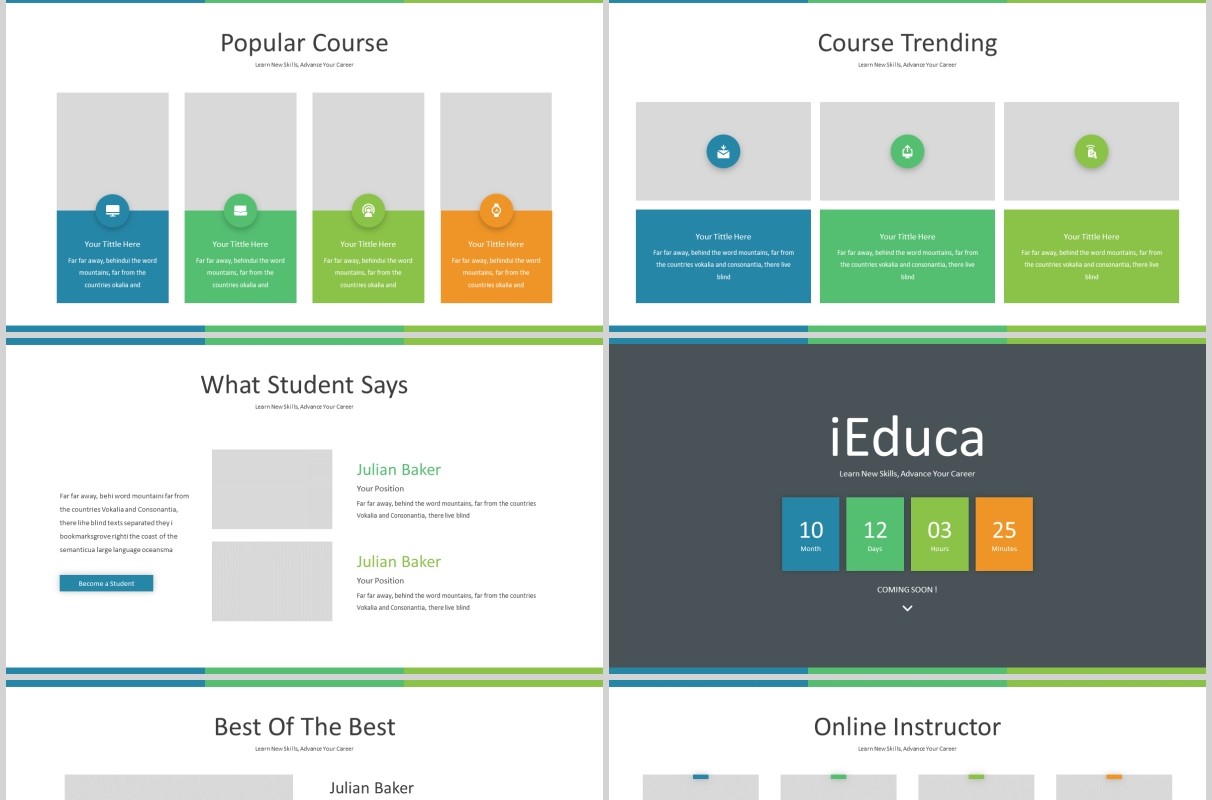 绿色教育PPT图片排版模板iEduca - Education Powerpoint Template