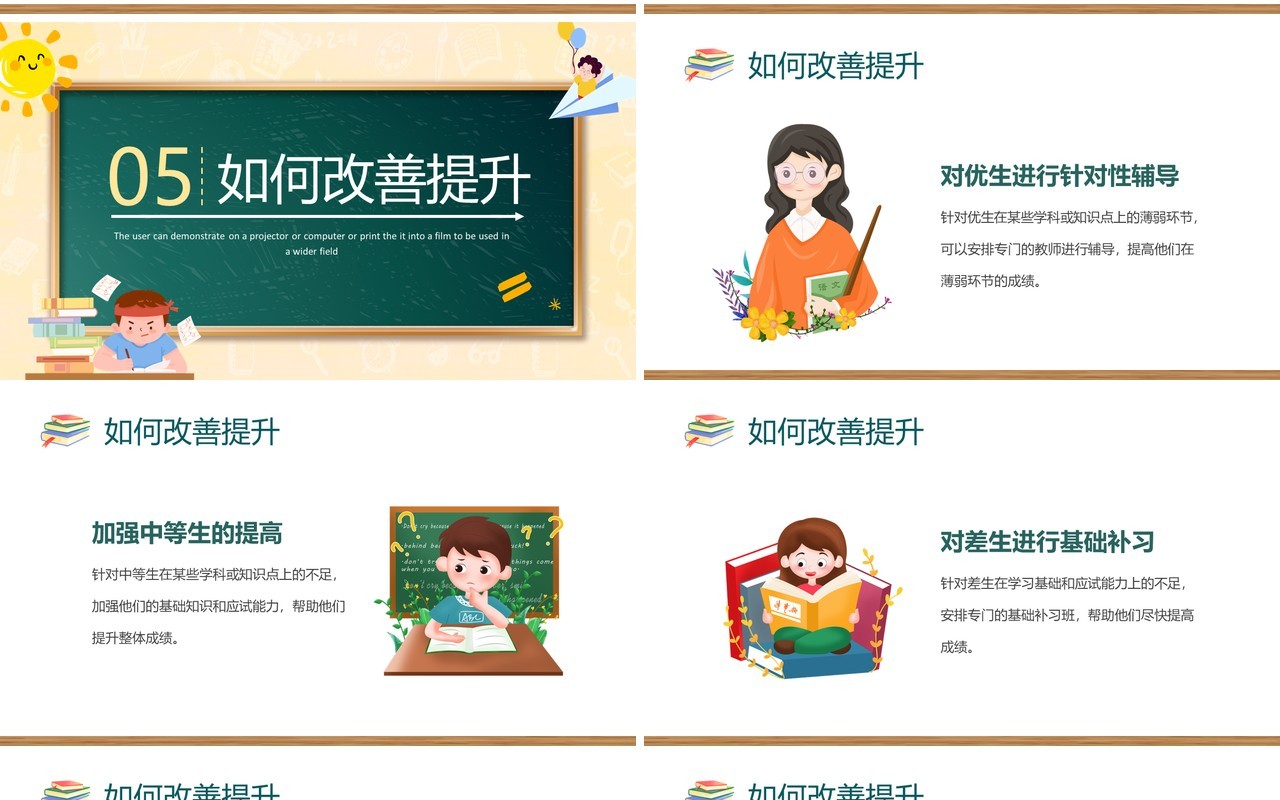 绿色卡通风考试质量分析大会PPT模板
