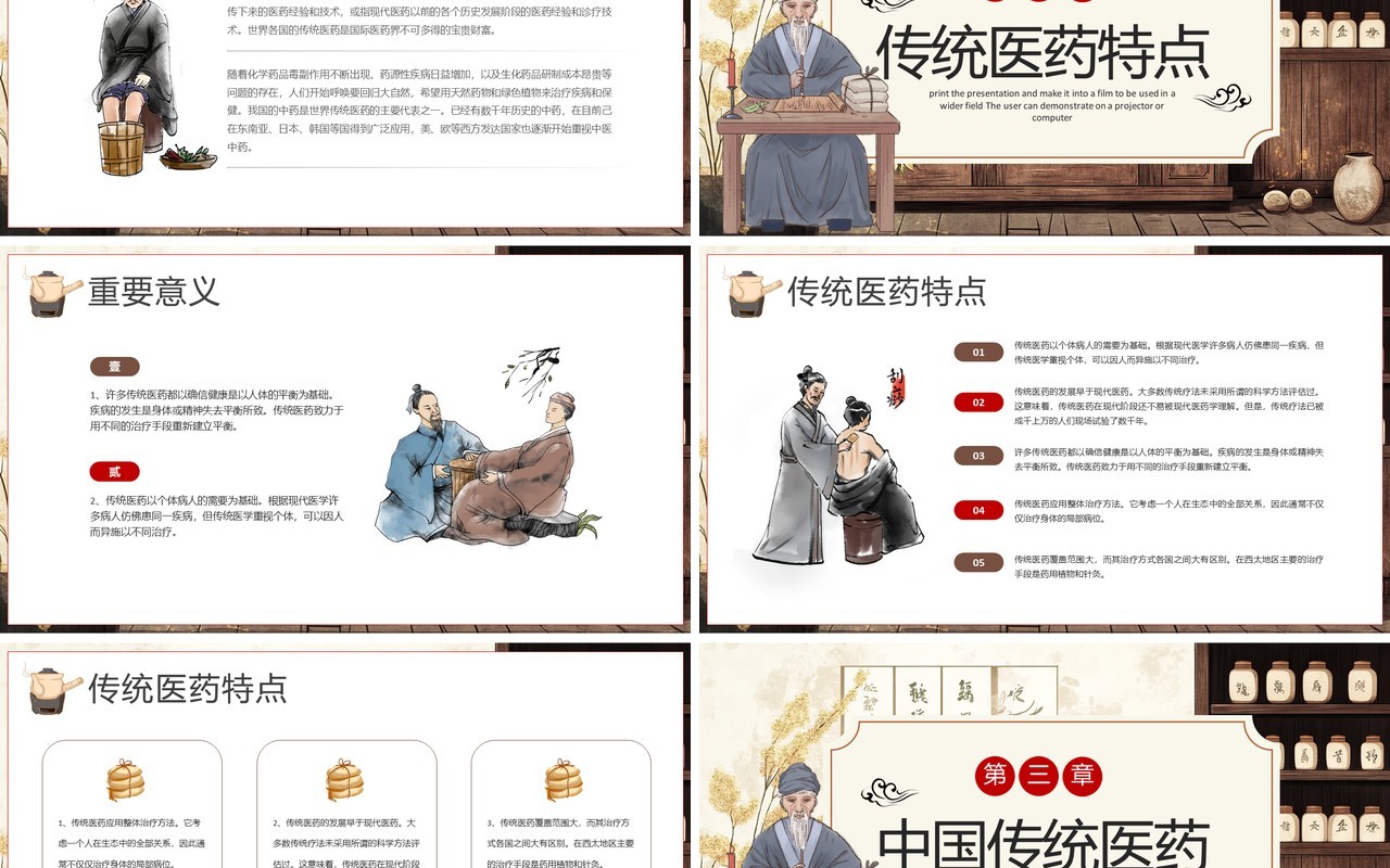 棕色中国风世界传统医药日PPT模板