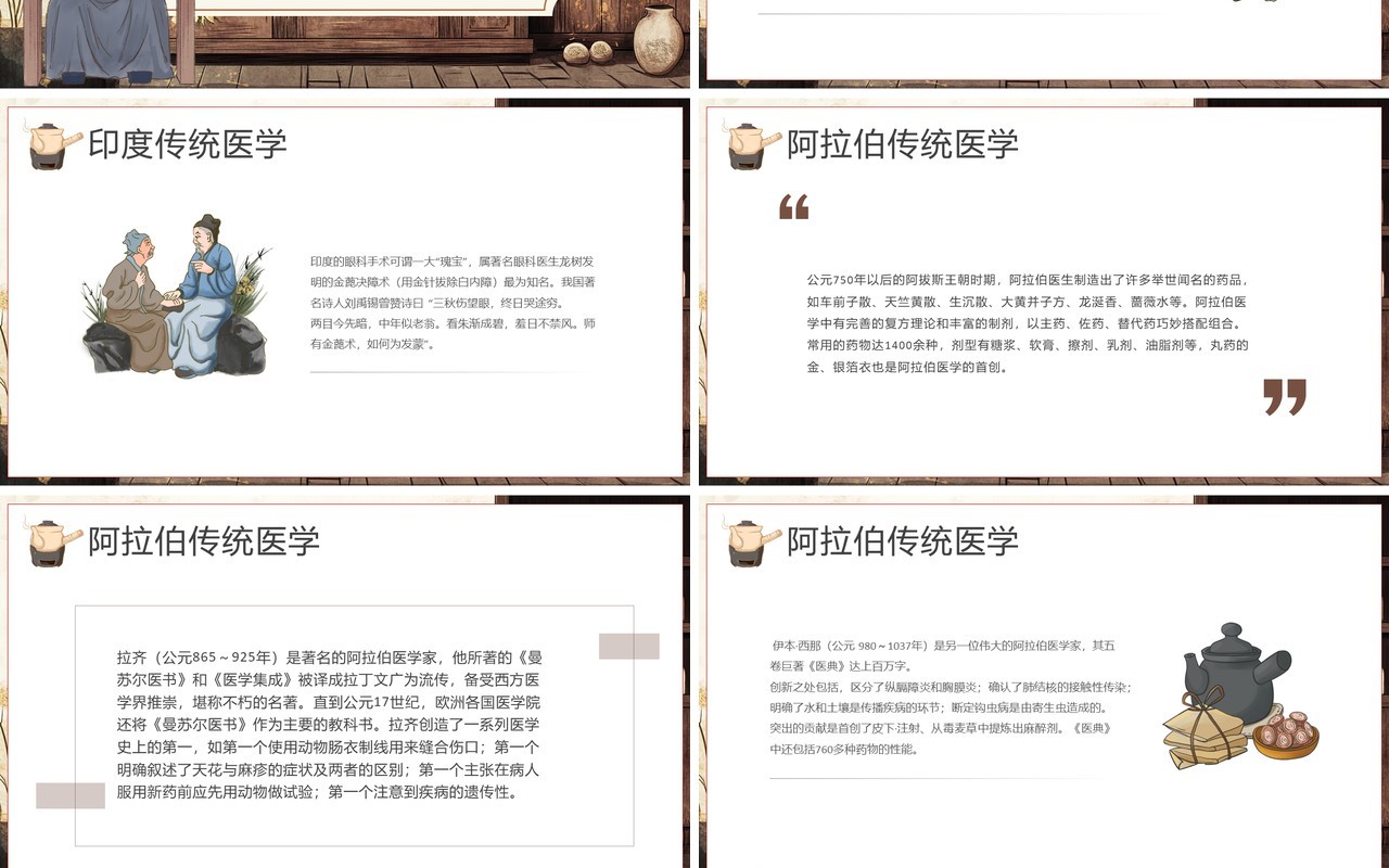 棕色中国风世界传统医药日PPT模板