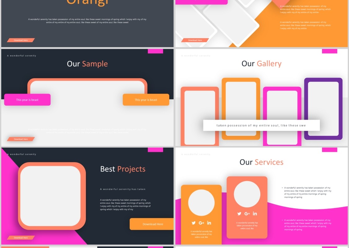 橙子水果展示美食PPT模板Orangi Powerpoint Template