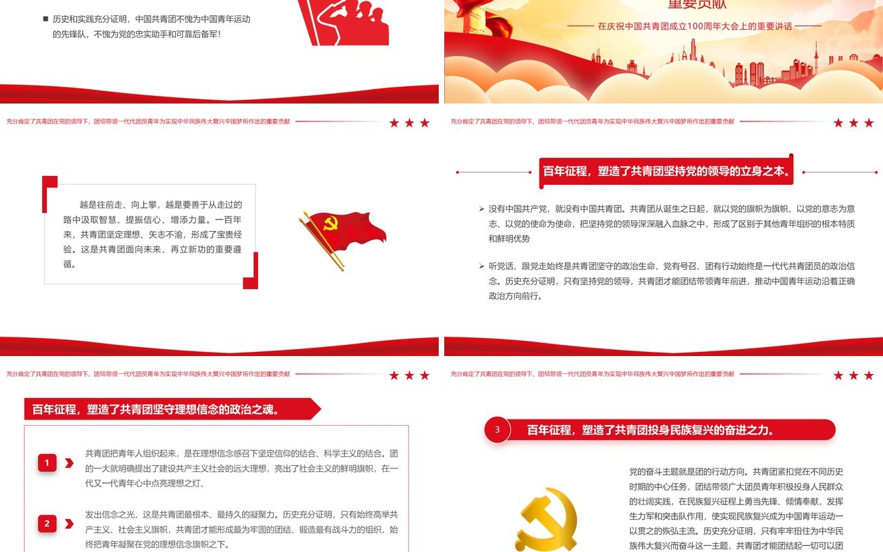 庆祝中国共产主义青年团成立100周年PPT模板