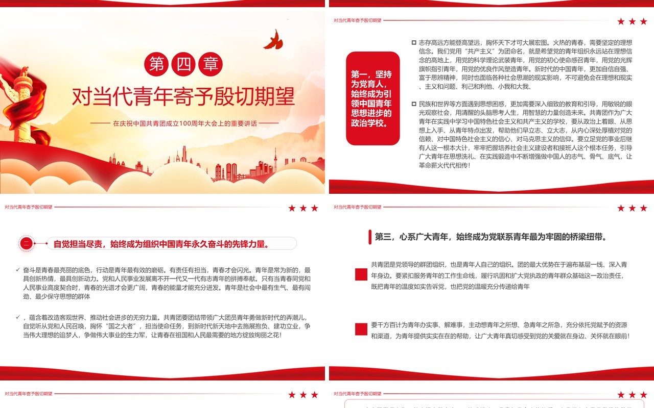 庆祝中国共产主义青年团成立100周年PPT模板