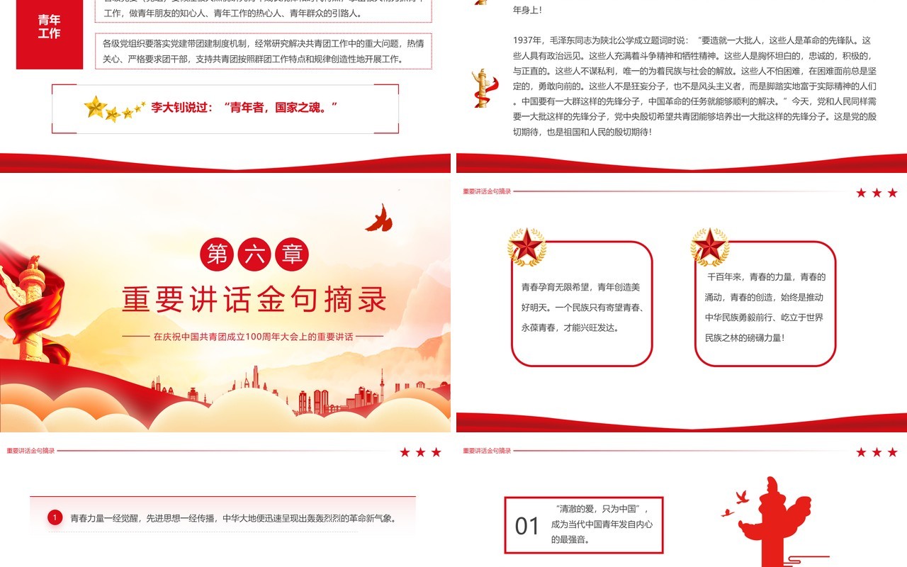 庆祝中国共产主义青年团成立100周年PPT模板