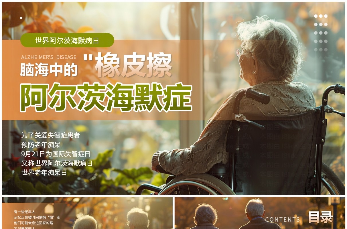 橙绿色简约风世界阿尔茨海默病日PPT模板