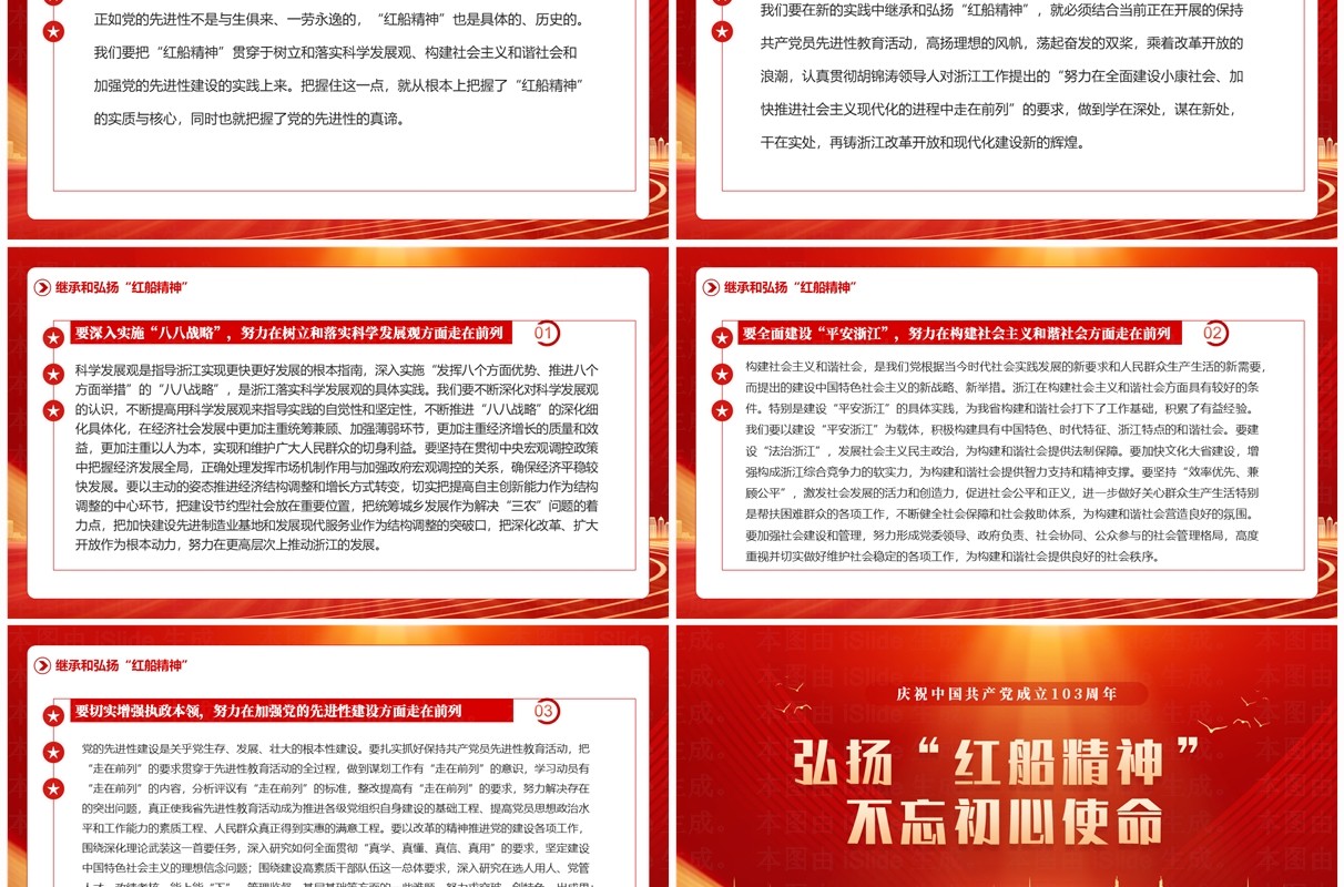 红金简约风红船精神的时代意义PPT模板