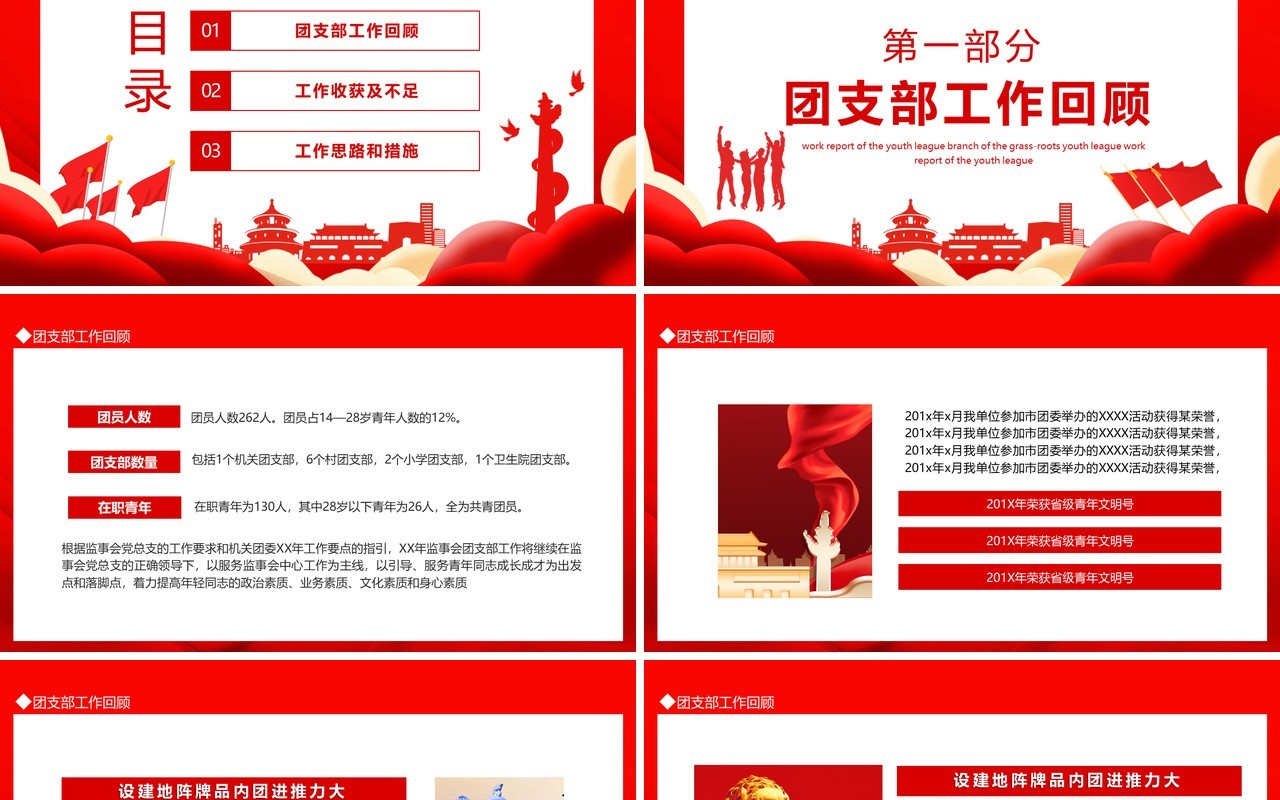 基层团委团支书工作汇报动态PPT模板