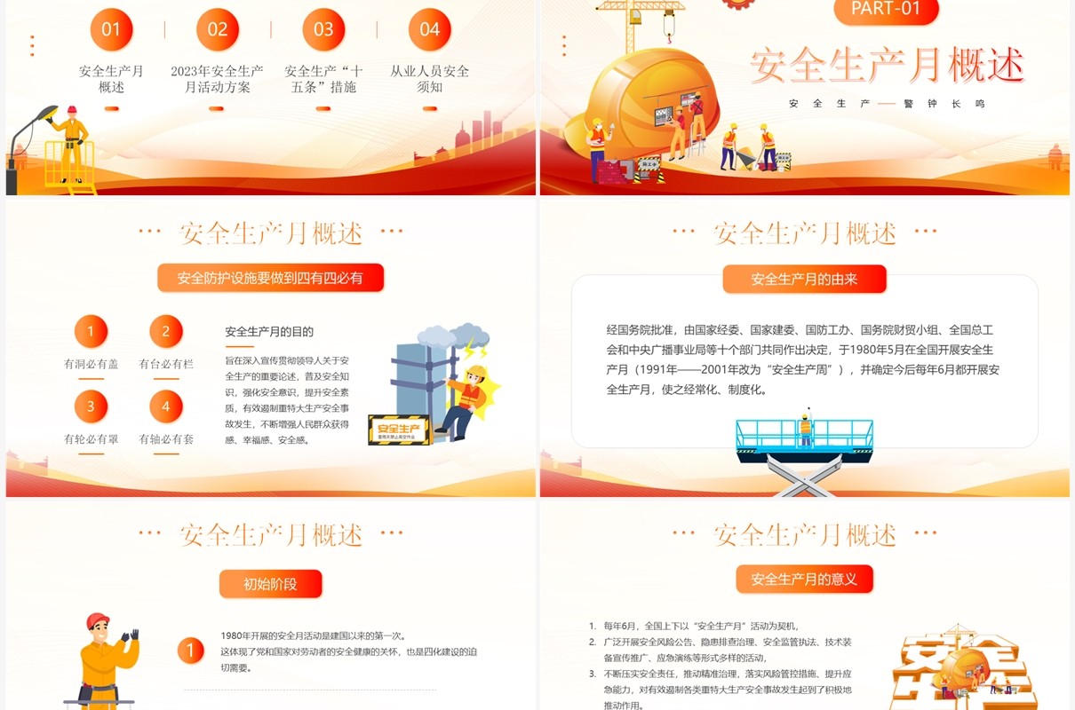 橙色简约风2023安全主题教育PPT模板