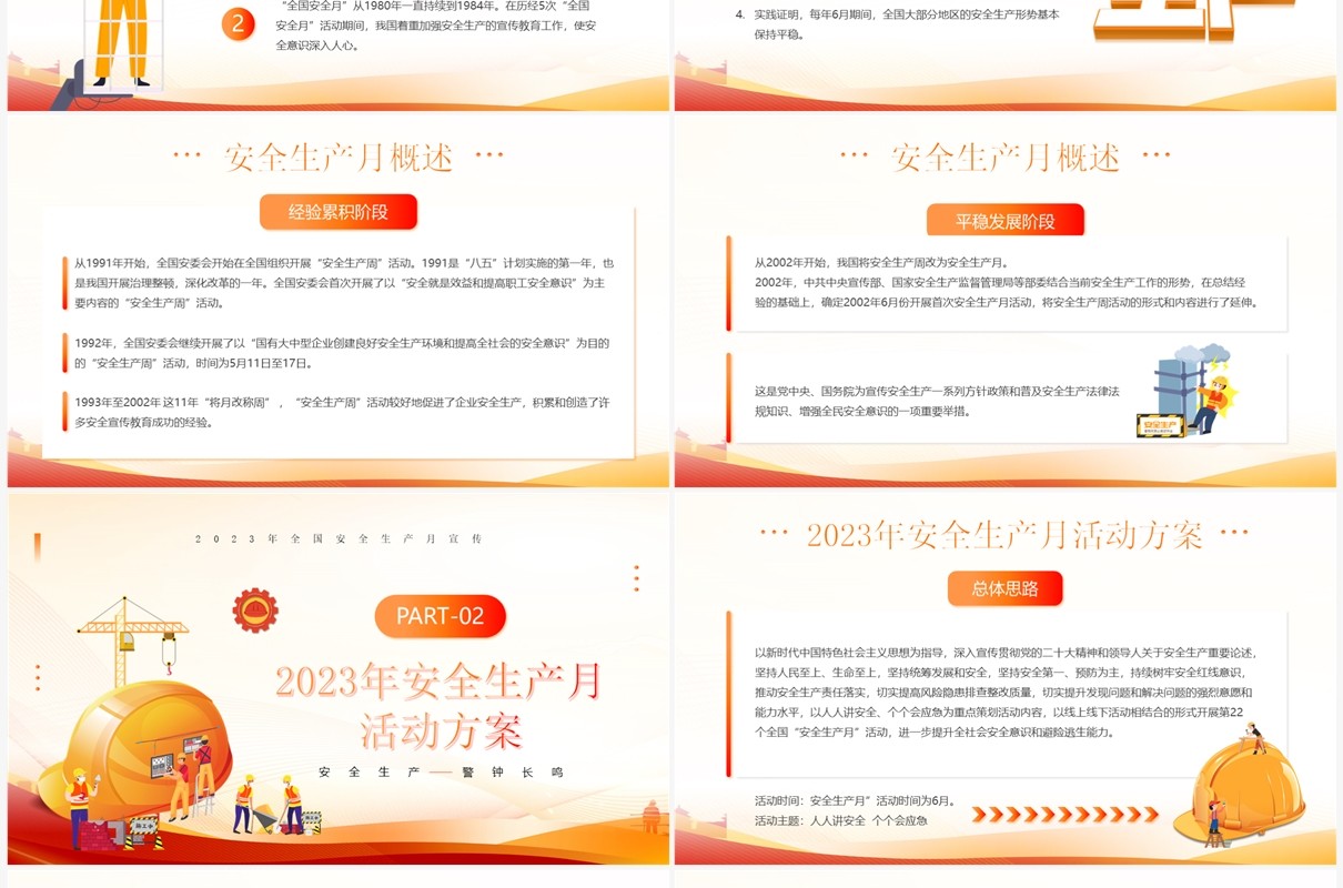 橙色简约风2023安全主题教育PPT模板