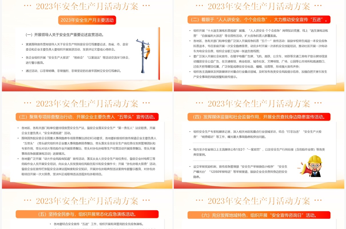 橙色简约风2023安全主题教育PPT模板