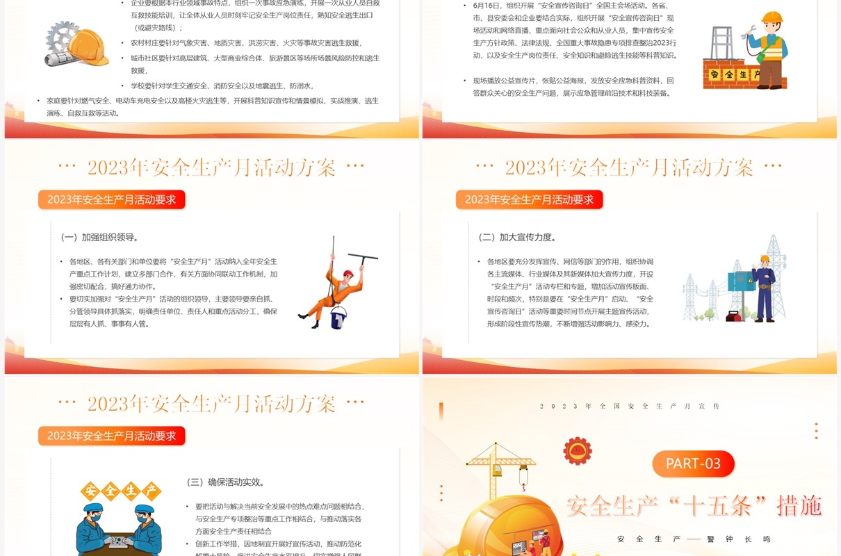橙色简约风2023安全主题教育PPT模板