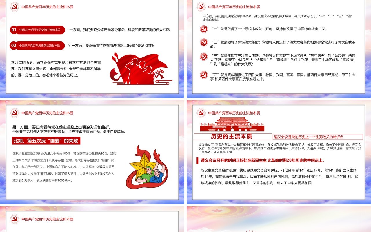 红色党政风建党一百周年党史学习教育PPT模板