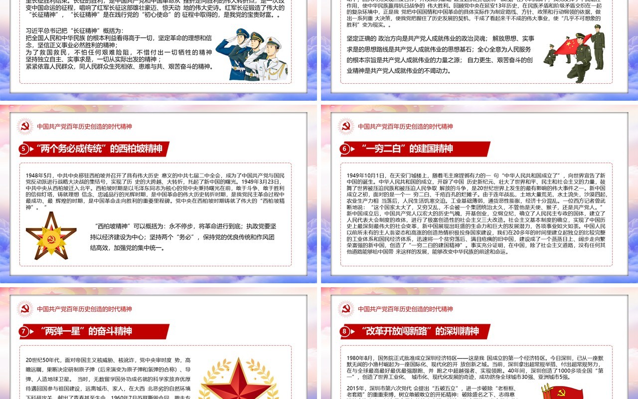 红色党政风建党一百周年党史学习教育PPT模板