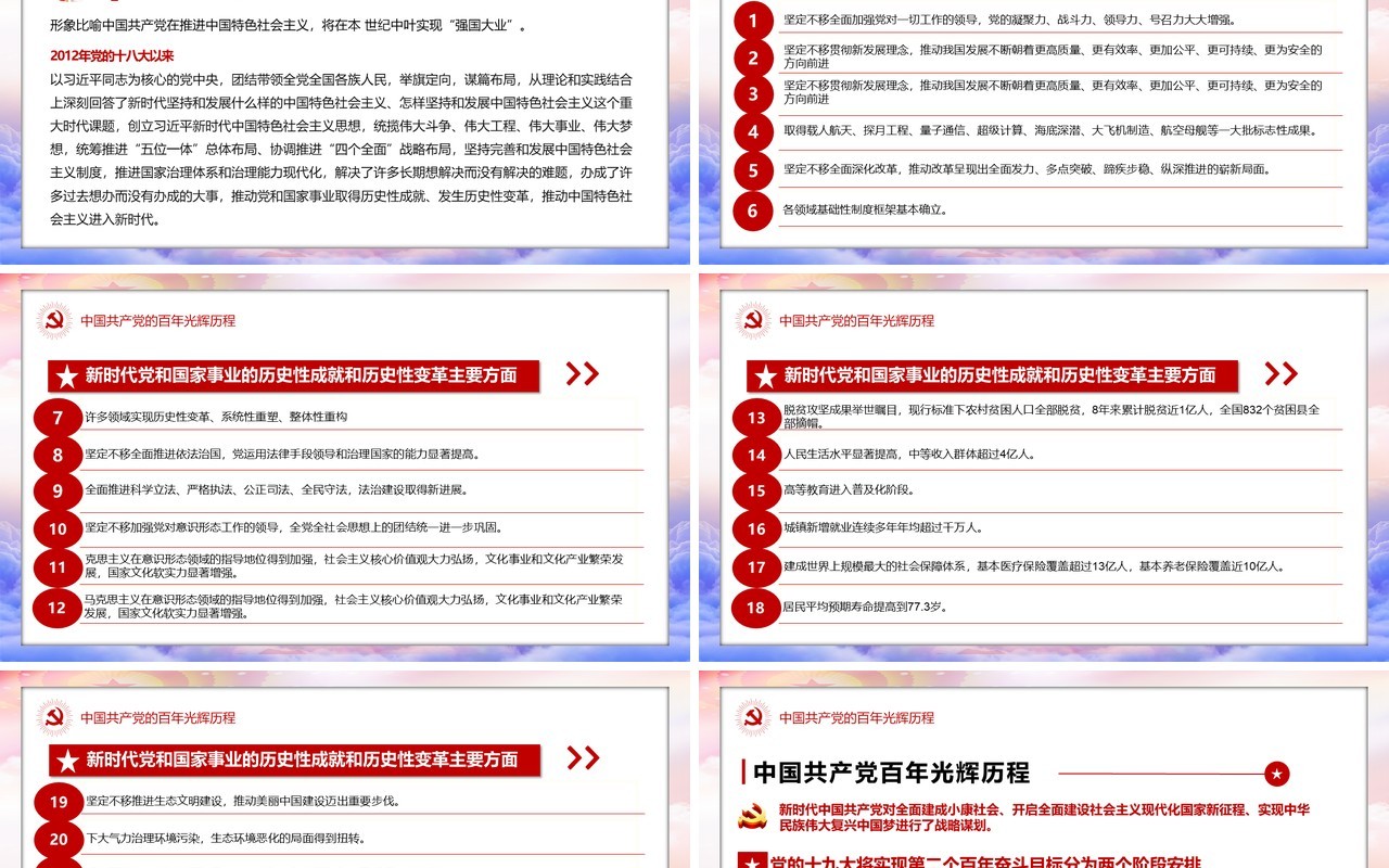 红色党政风建党一百周年党史学习教育PPT模板