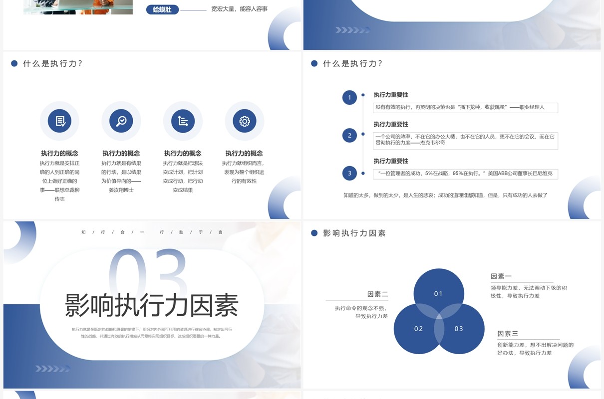 蓝色简约风执行力培训PPT模板