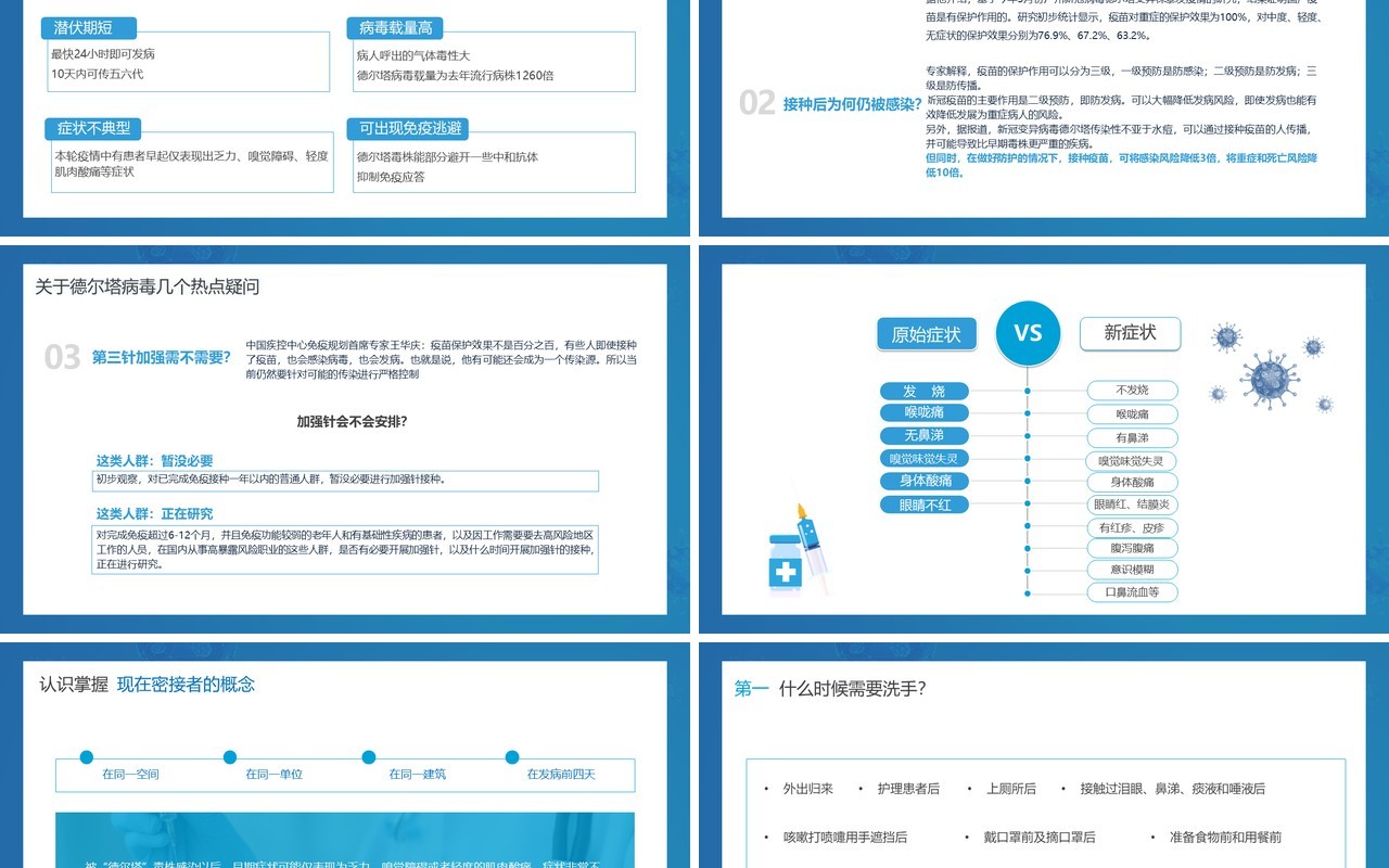 蓝色简约风德尔塔病毒预防知识培训宣传PPT模板