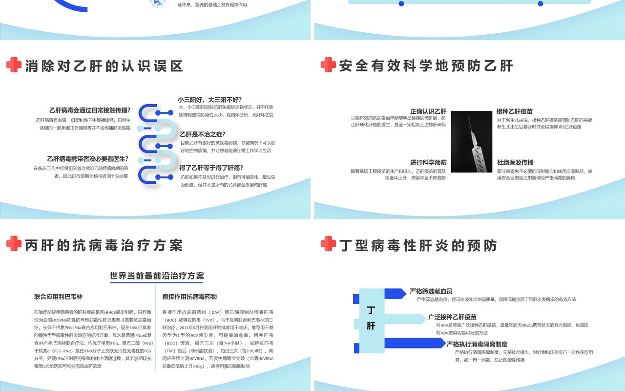 蓝色病毒性肝炎预防与治疗医疗医学科学普及知识公益宣传通用PPT模板