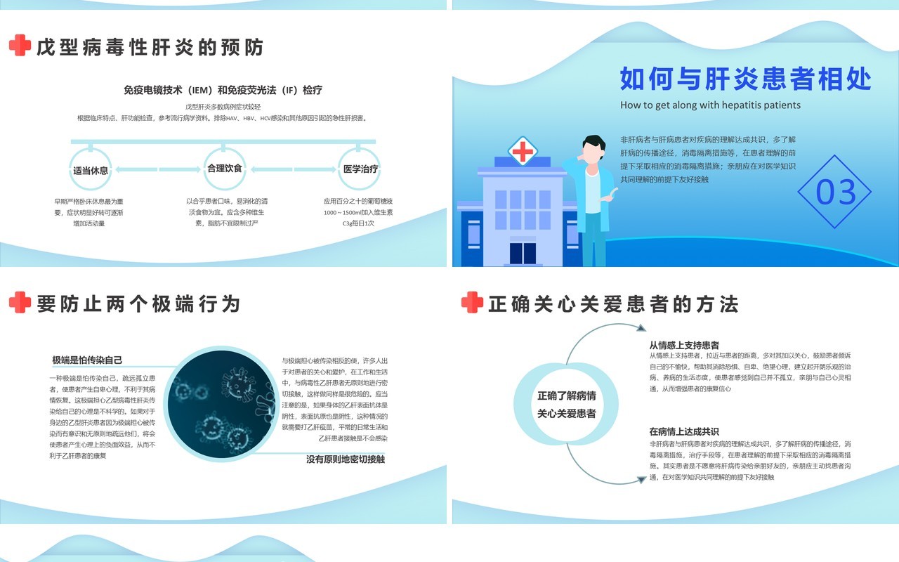 蓝色病毒性肝炎预防与治疗医疗医学科学普及知识公益宣传通用PPT模板