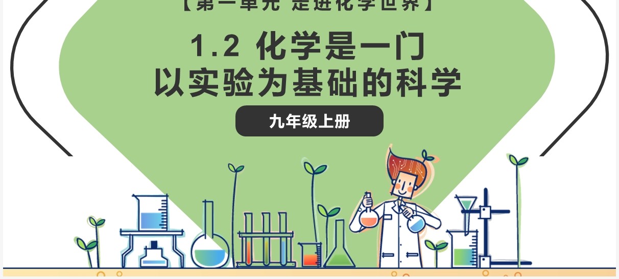 部编版九年级化学上册化学是一门以实验为基础的科学课件PPT模板