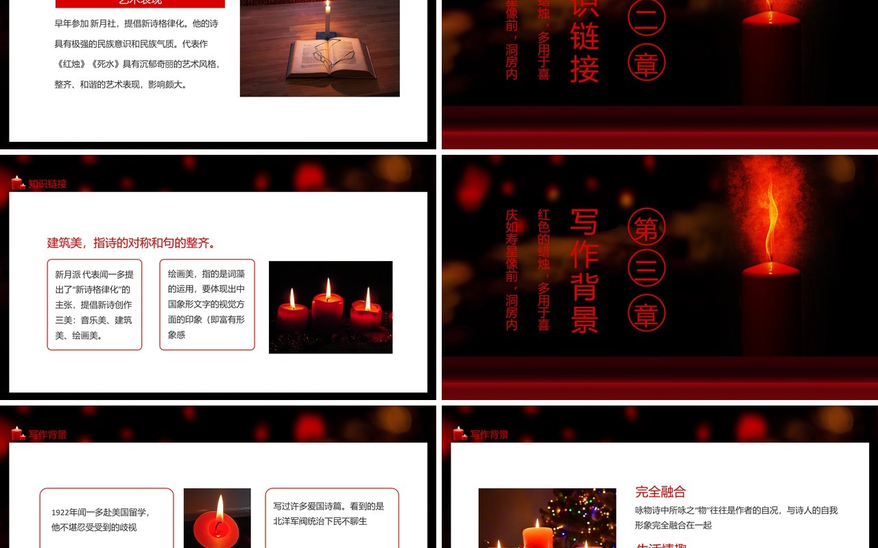 现代爱国诗人学者闻一多作品红烛动态PPT模板