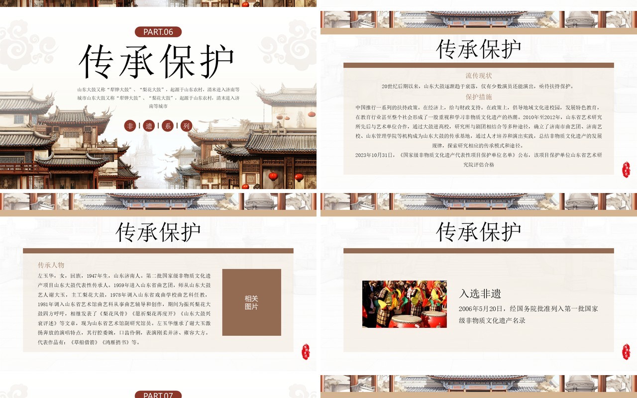 古典中国风非遗文化之山东大鼓PPT模板