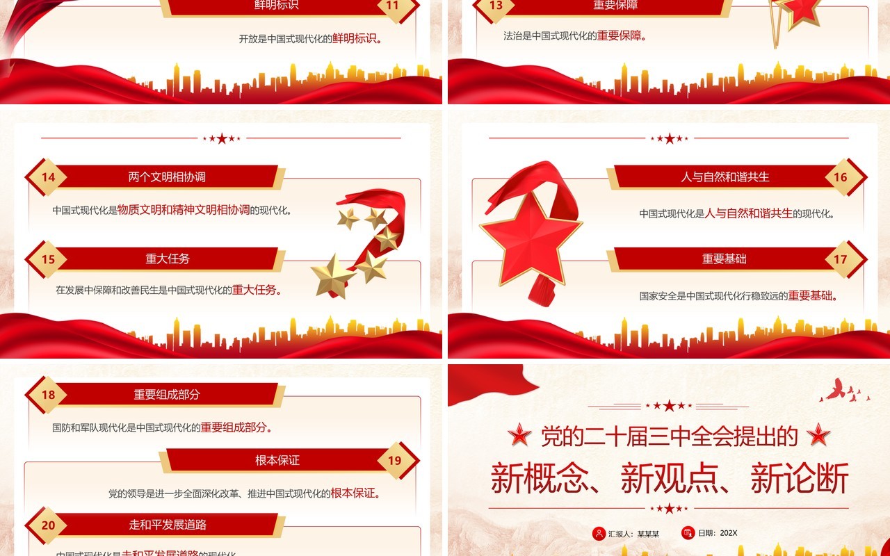 红色党政风二十届三中全会提出的新概念PPT模板