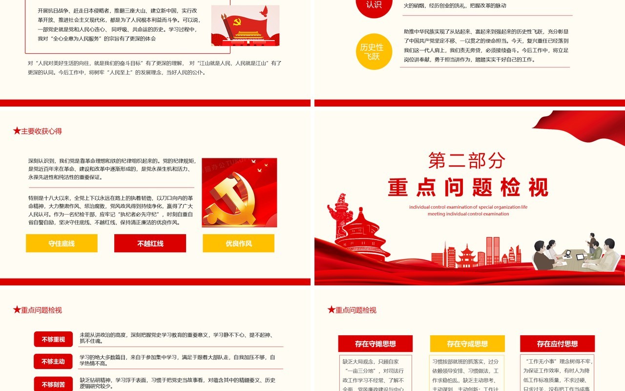党史学习专题组织生活会个人对照检查动态PPT模板