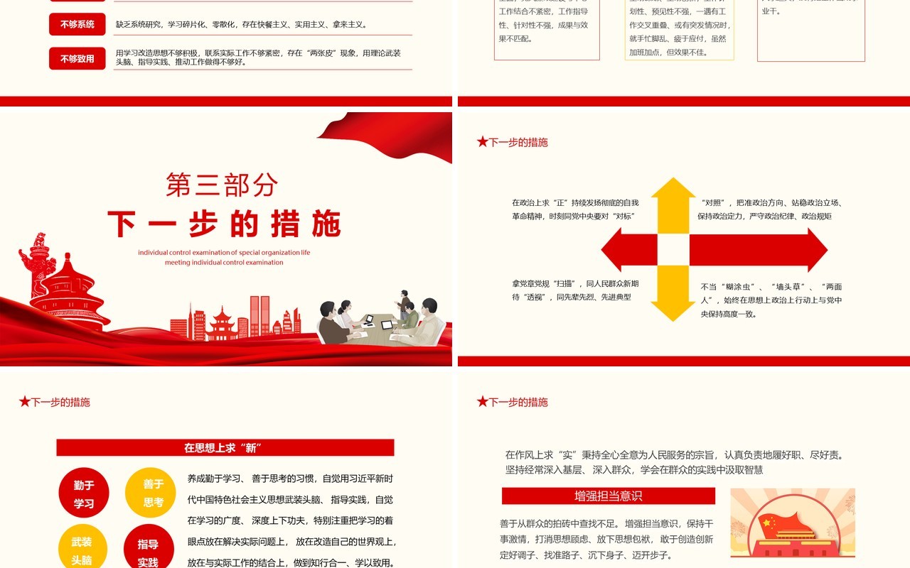 党史学习专题组织生活会个人对照检查动态PPT模板