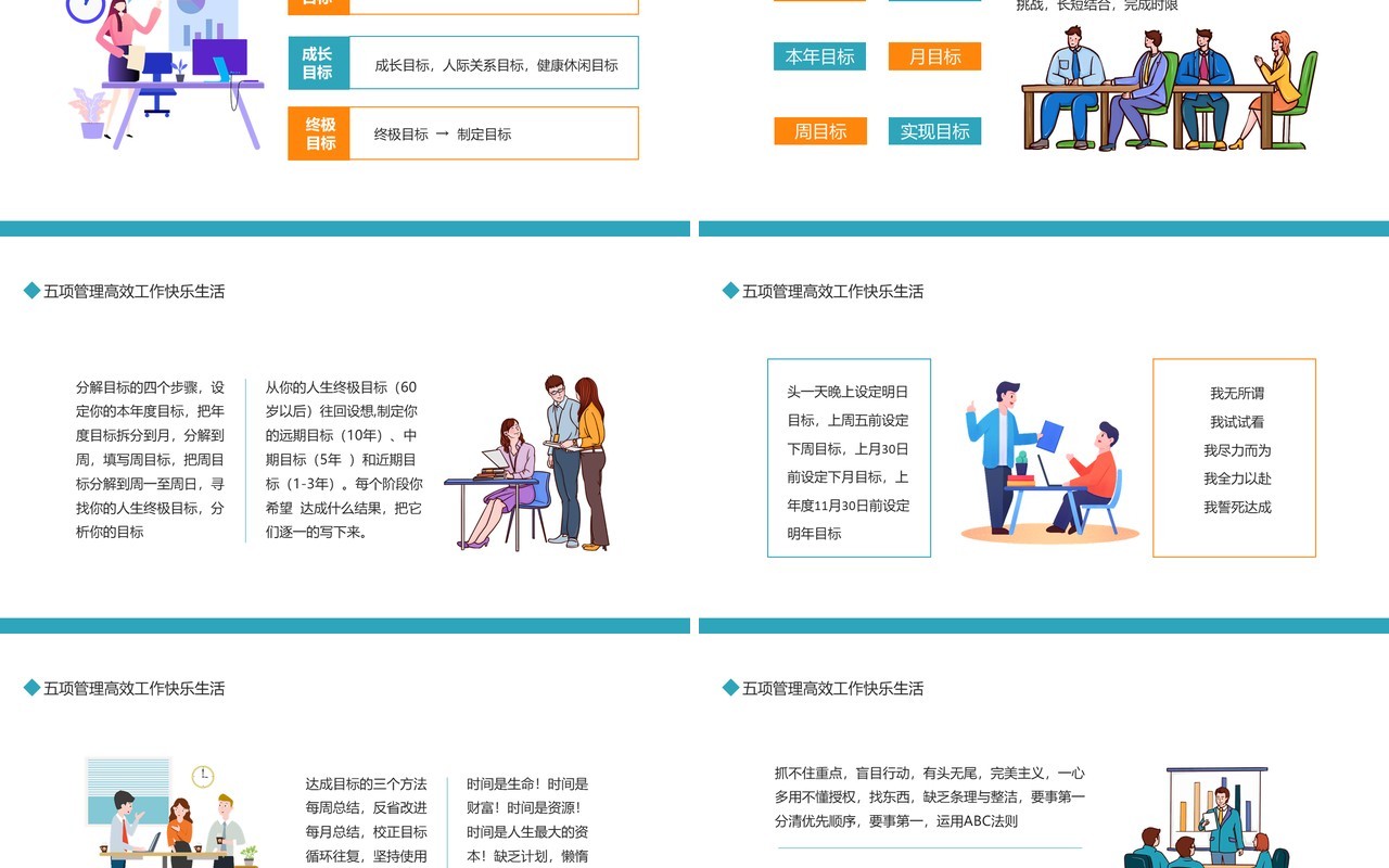 五项管理高效工作快乐生活动态PPT模板