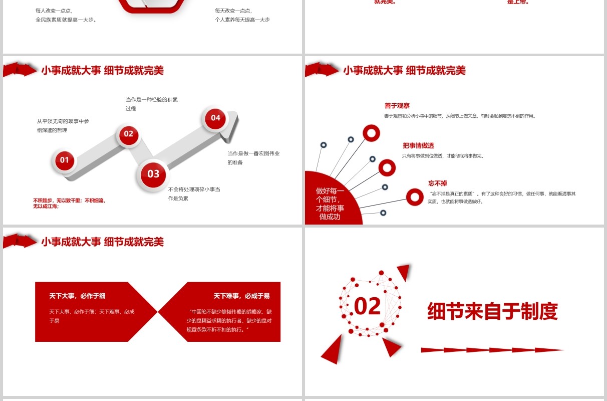 红色公司团队文化培训细节决定成败课件PPT模板