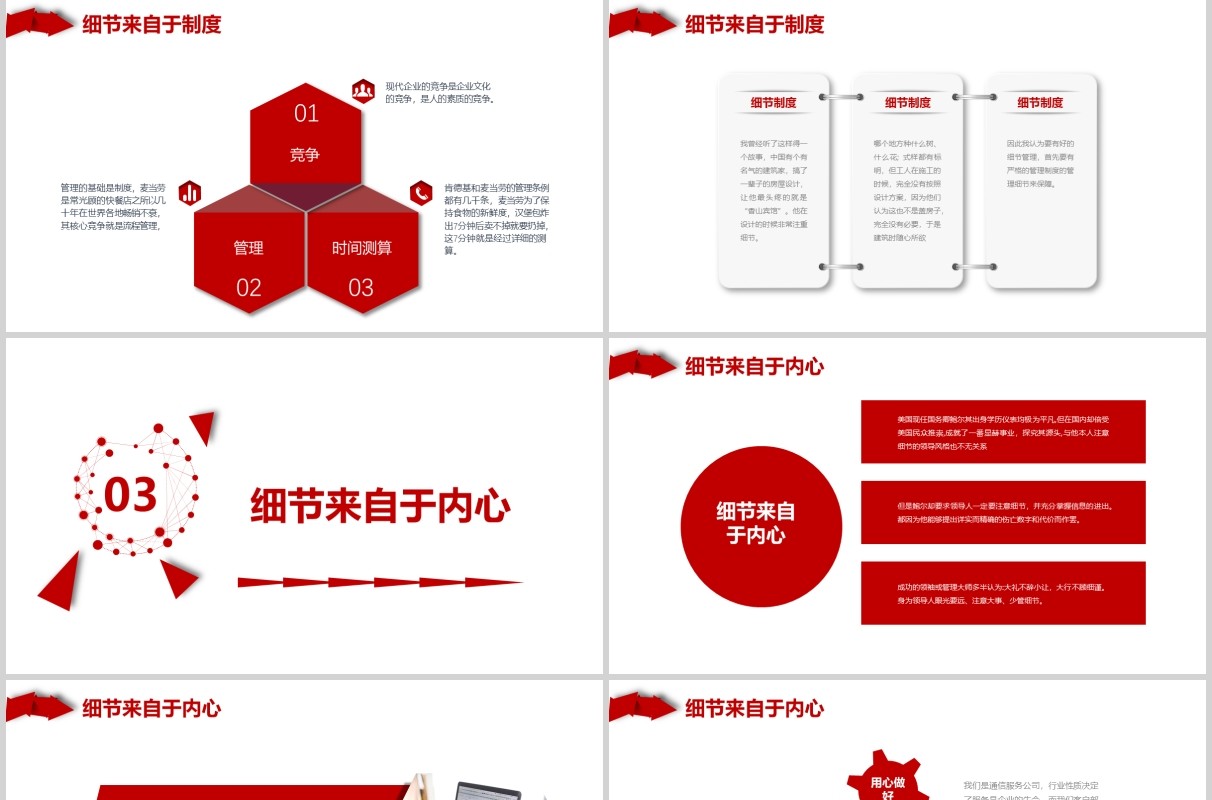 红色公司团队文化培训细节决定成败课件PPT模板