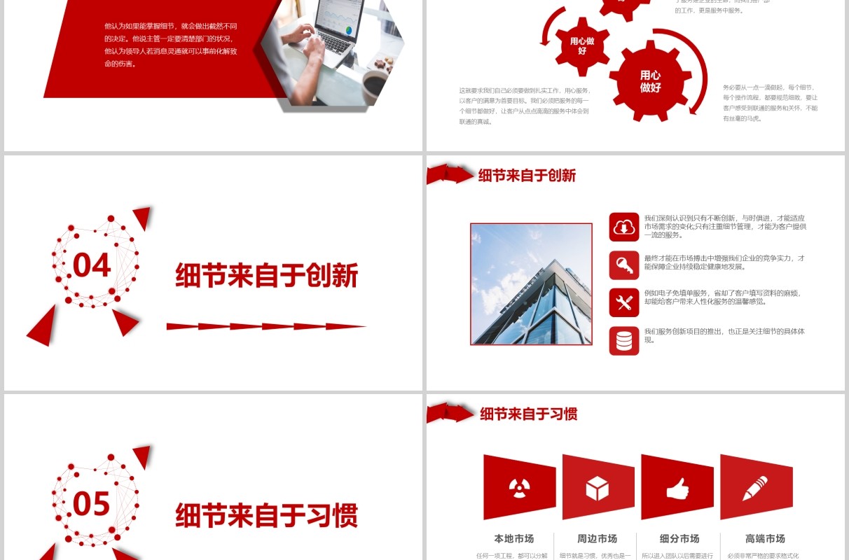 红色公司团队文化培训细节决定成败课件PPT模板