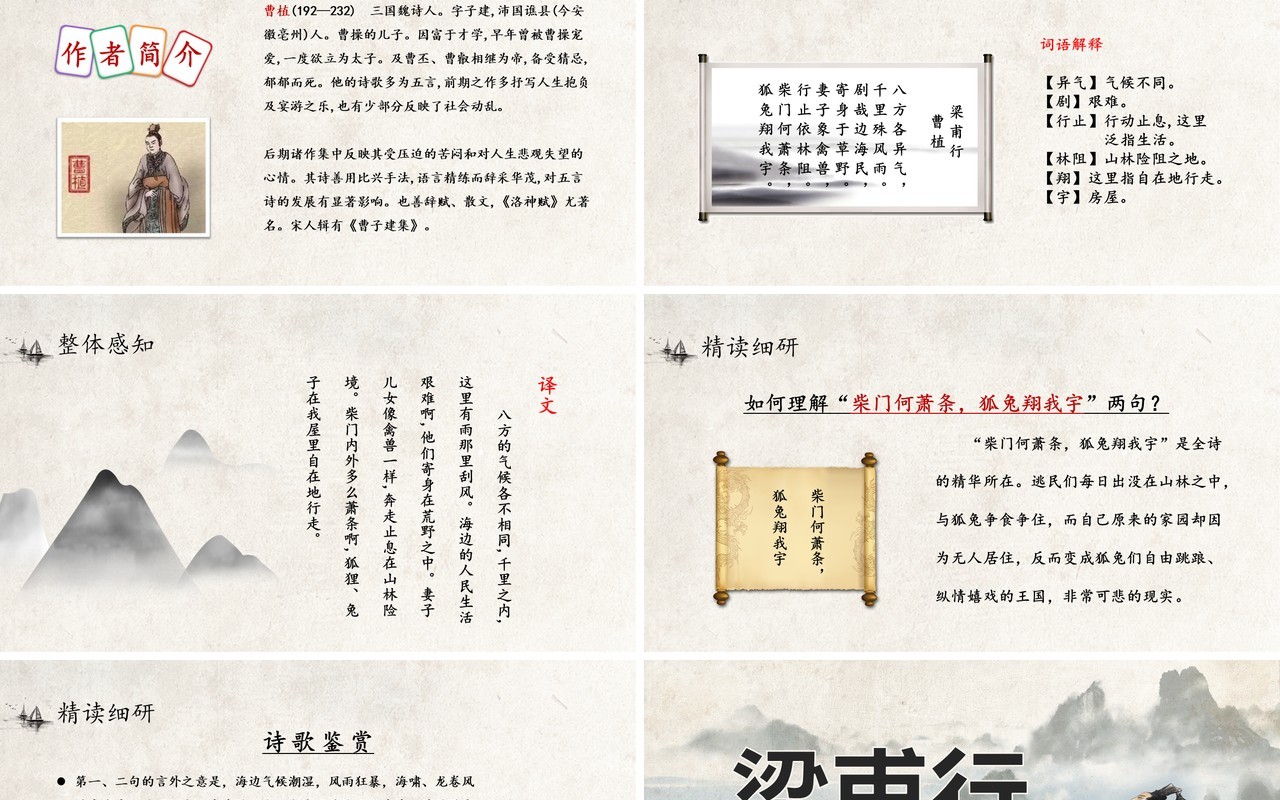 部编版八年级语文上册梁甫行课件PPT模板