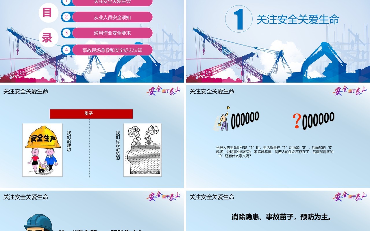 简约安全施工安全生产模板PPT模板