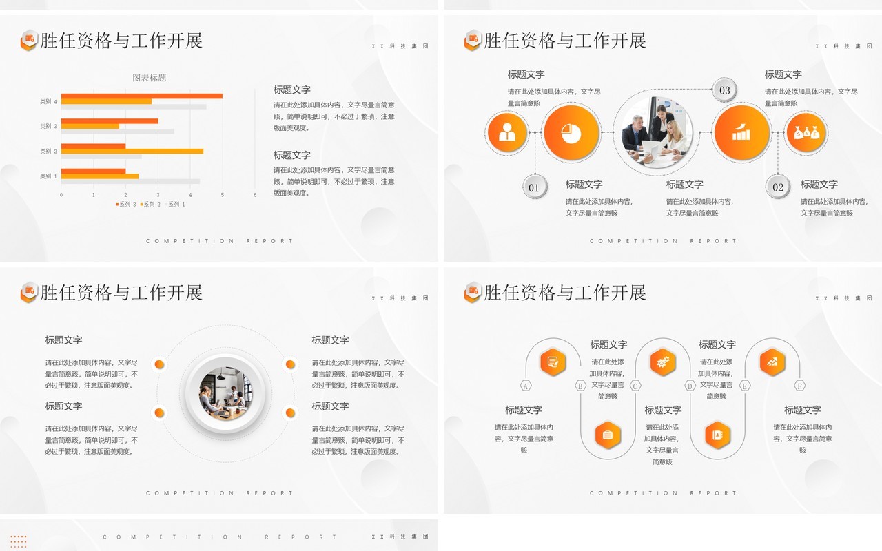 橙色微粒体岗位竞聘述职汇报PPT模板