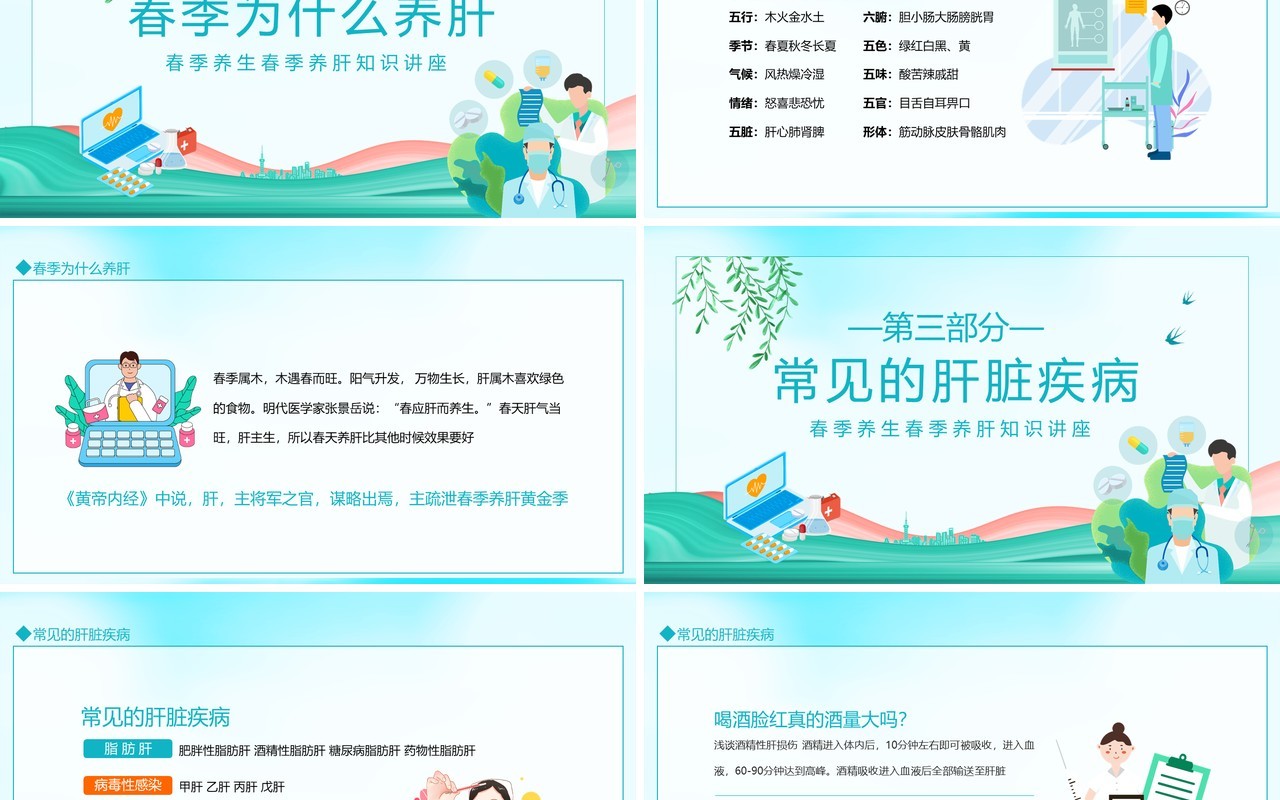 春季养肝养生知识讲座动态PPT模板