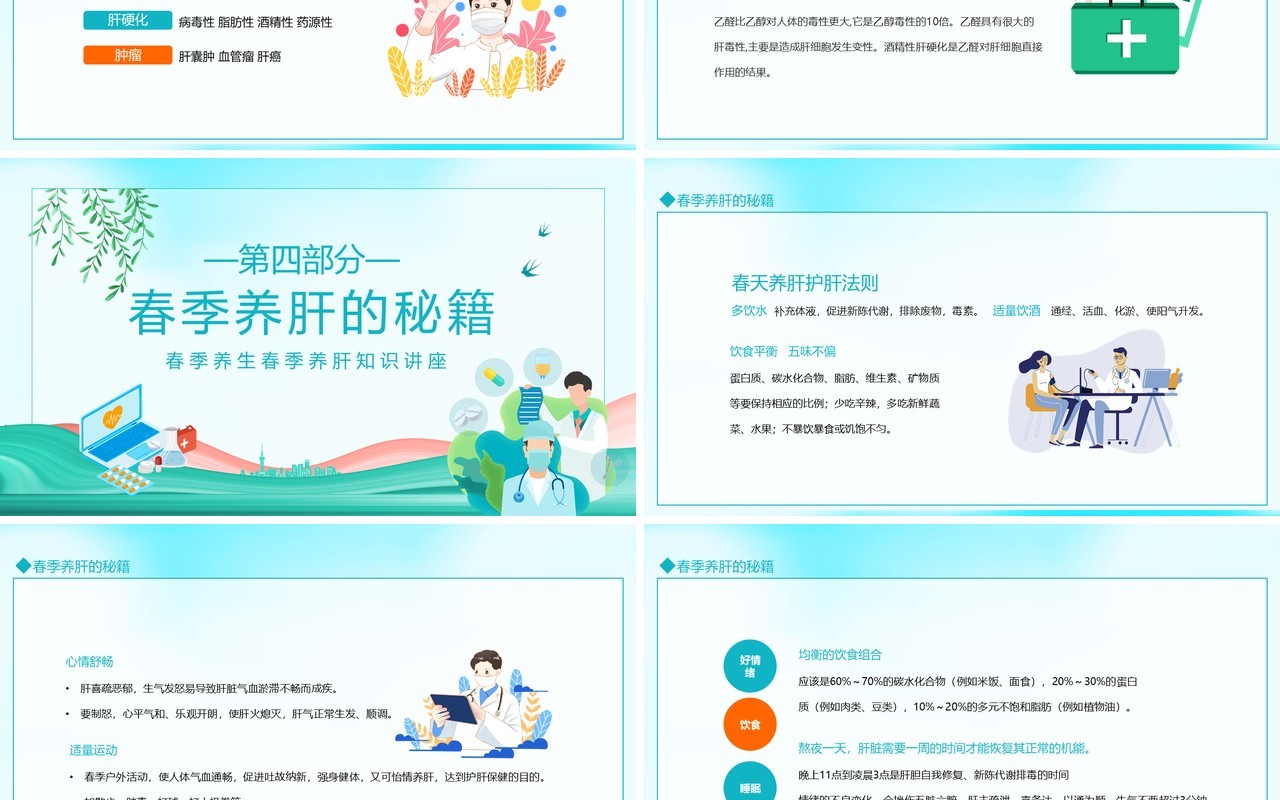 春季养肝养生知识讲座动态PPT模板