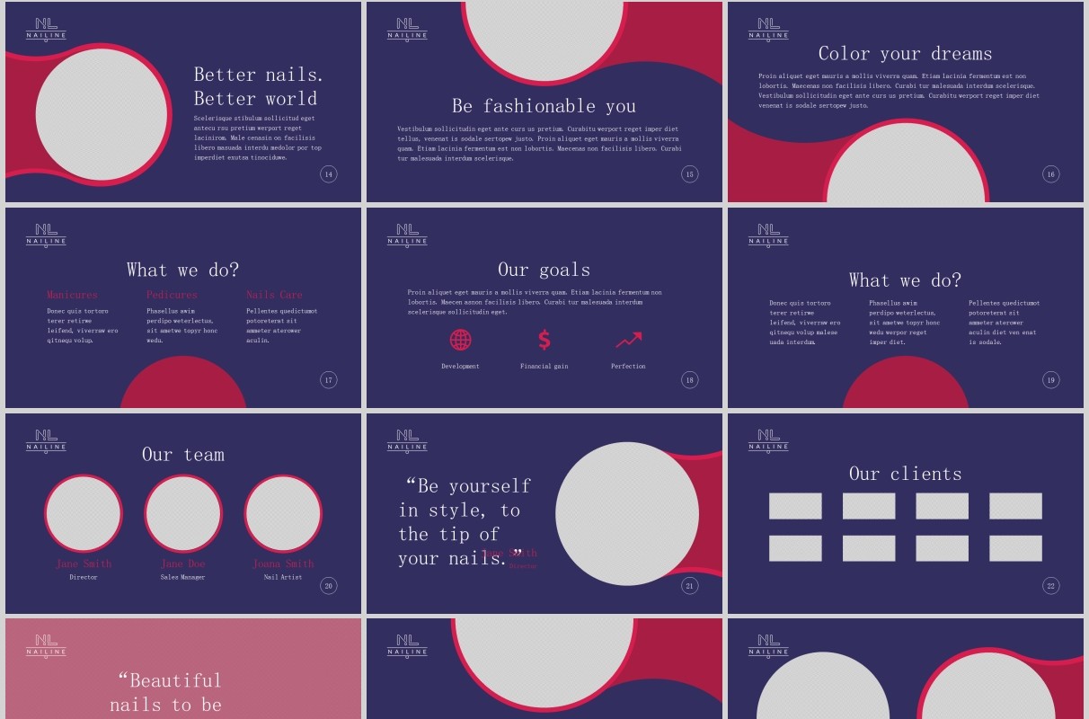 美甲工作室PPT版式模板Nail Studio PowerPoint Presentation Template