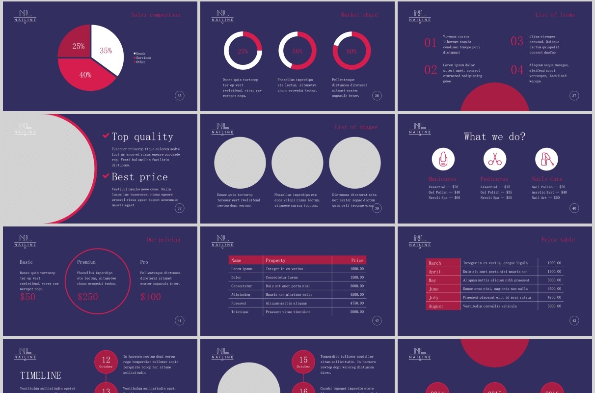 美甲工作室PPT版式模板Nail Studio PowerPoint Presentation Template