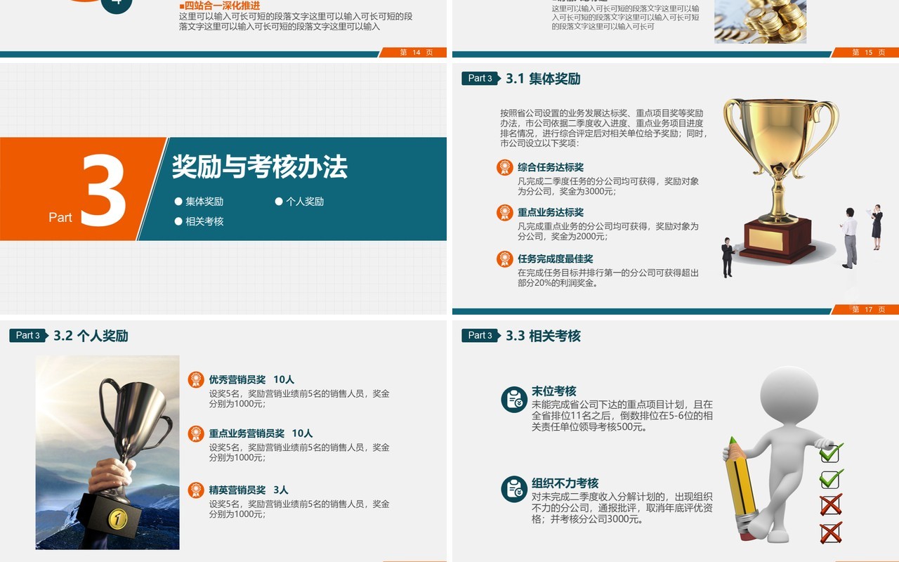 市场部门营销工作计划分解PPT模板