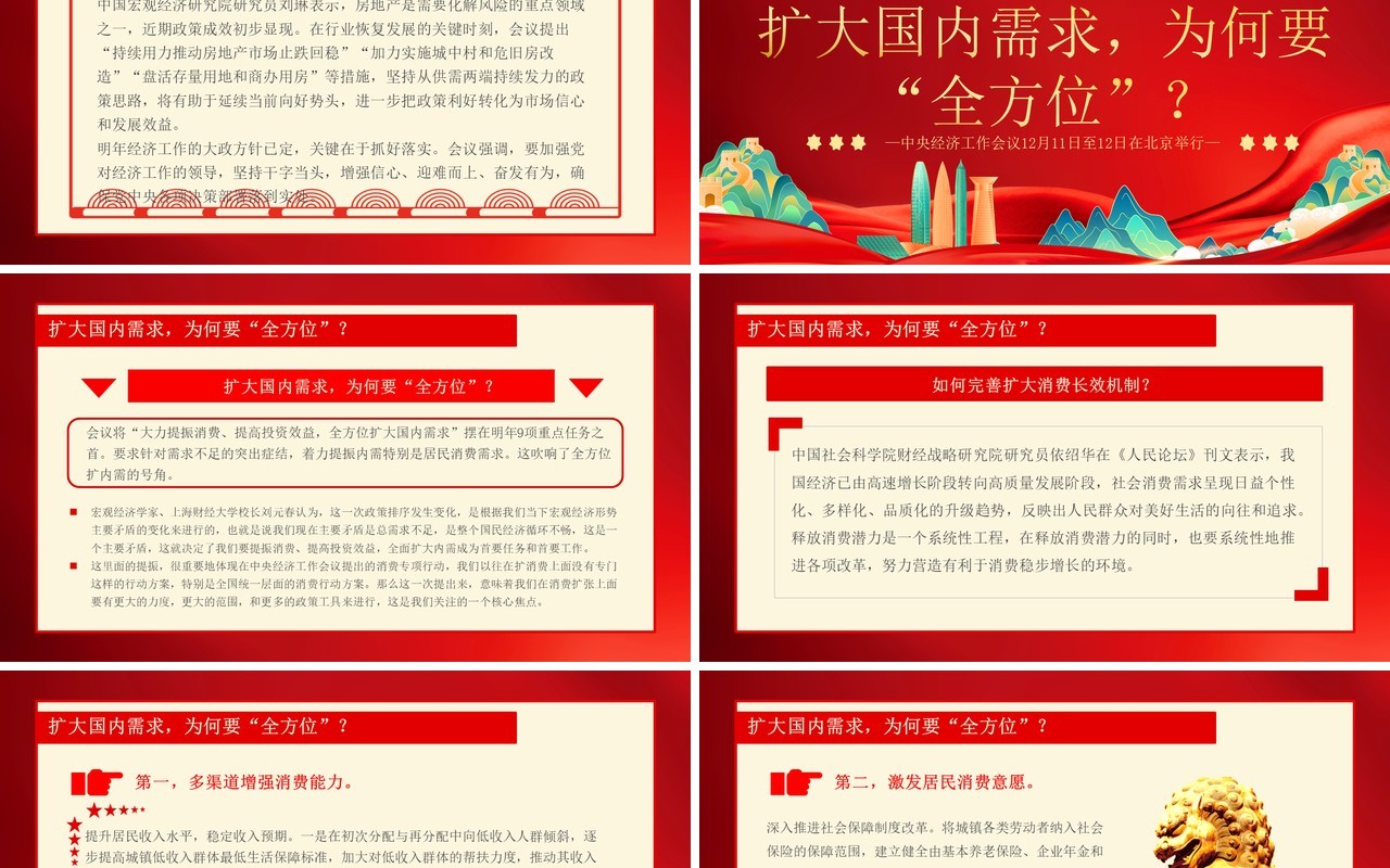 红色中国风中央经济工作会议的信号PPT模板