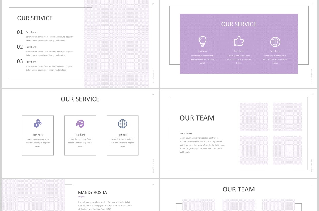 简洁公司项目介绍PPT模板图文排版版式设计Linea Powerpoint Template