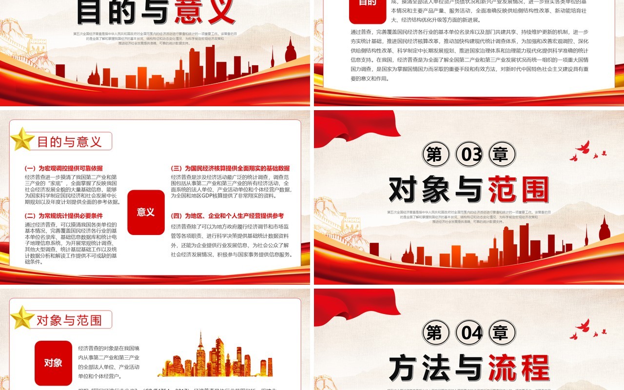 红色第五次全国经济普查PPT模板