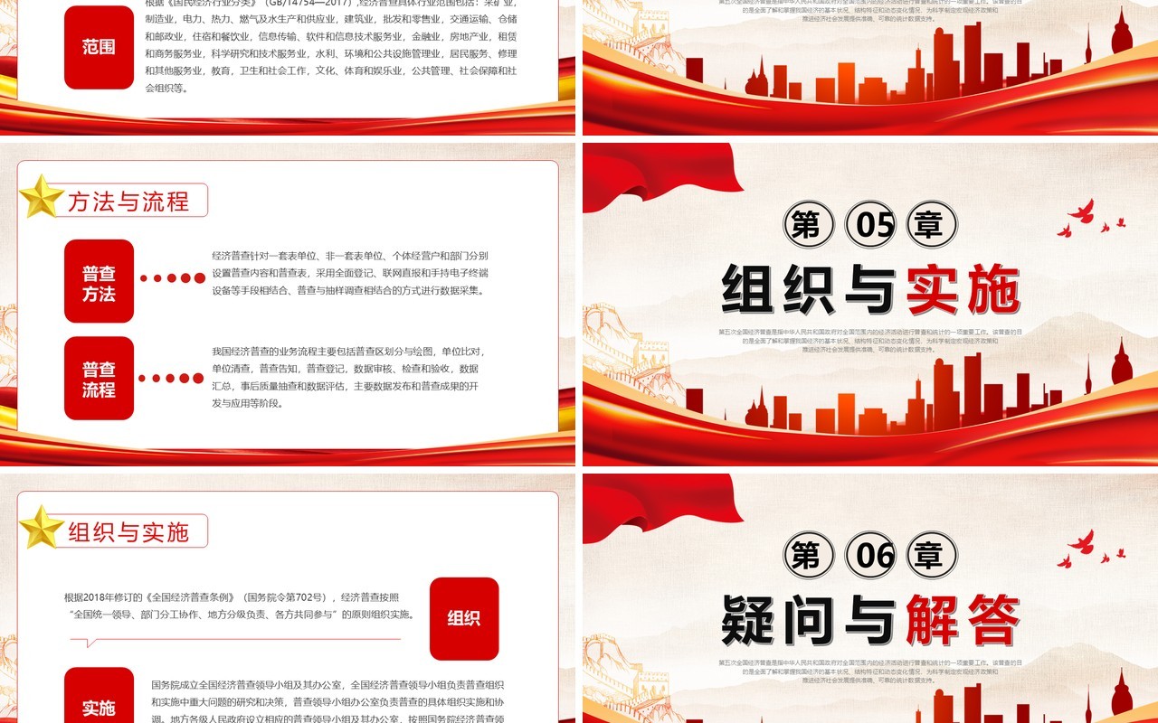 红色第五次全国经济普查PPT模板