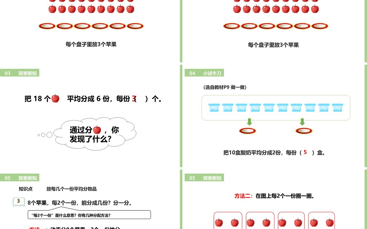 部编版二年级数学下册平均分课件PPT模板